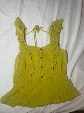 Moa Moa Olive Green Ruffled Button-Front Camisole